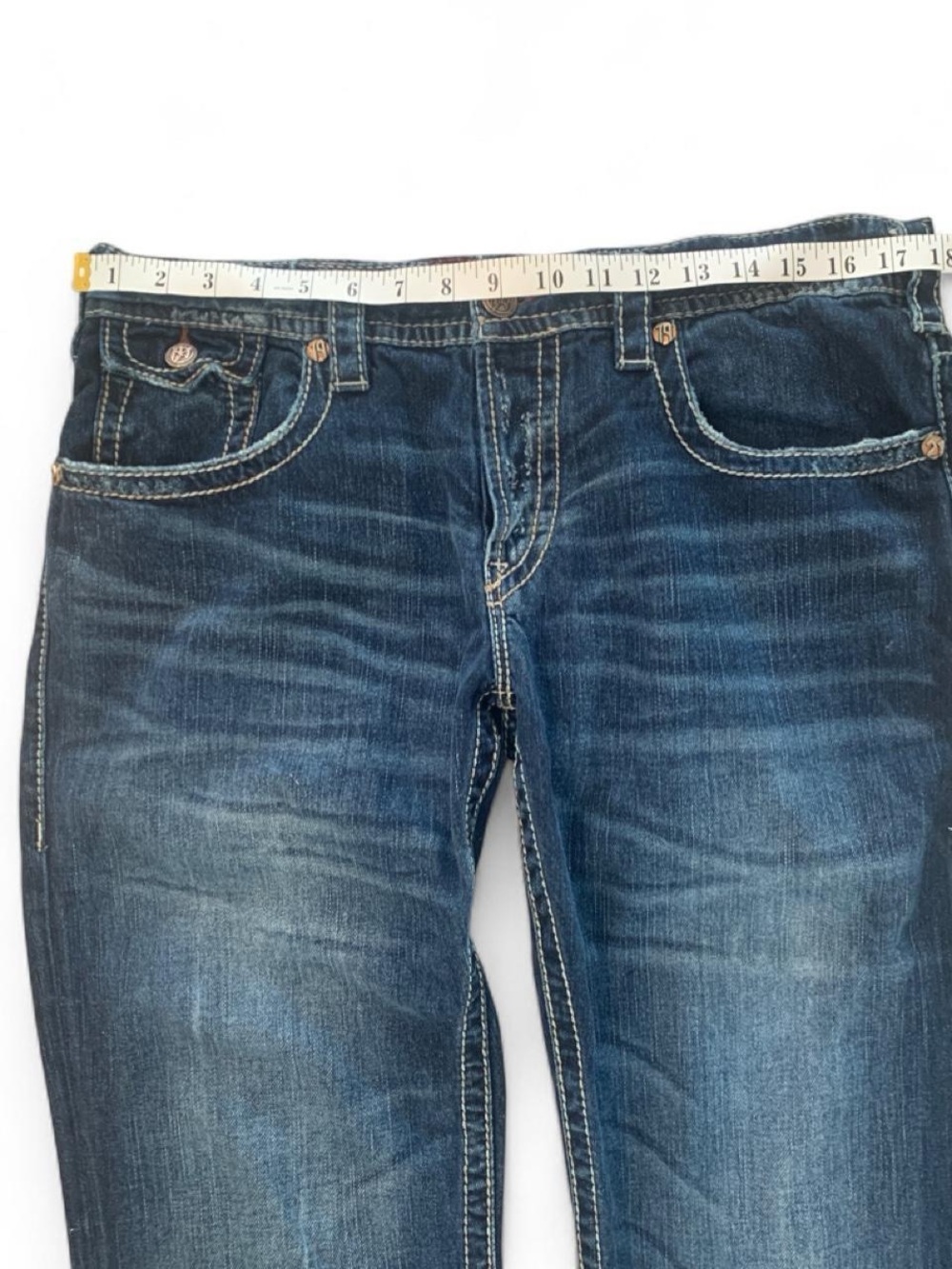Early 2000s grunge 1921 western globe works dark wash bootcut jeans - Picture 3 of 8